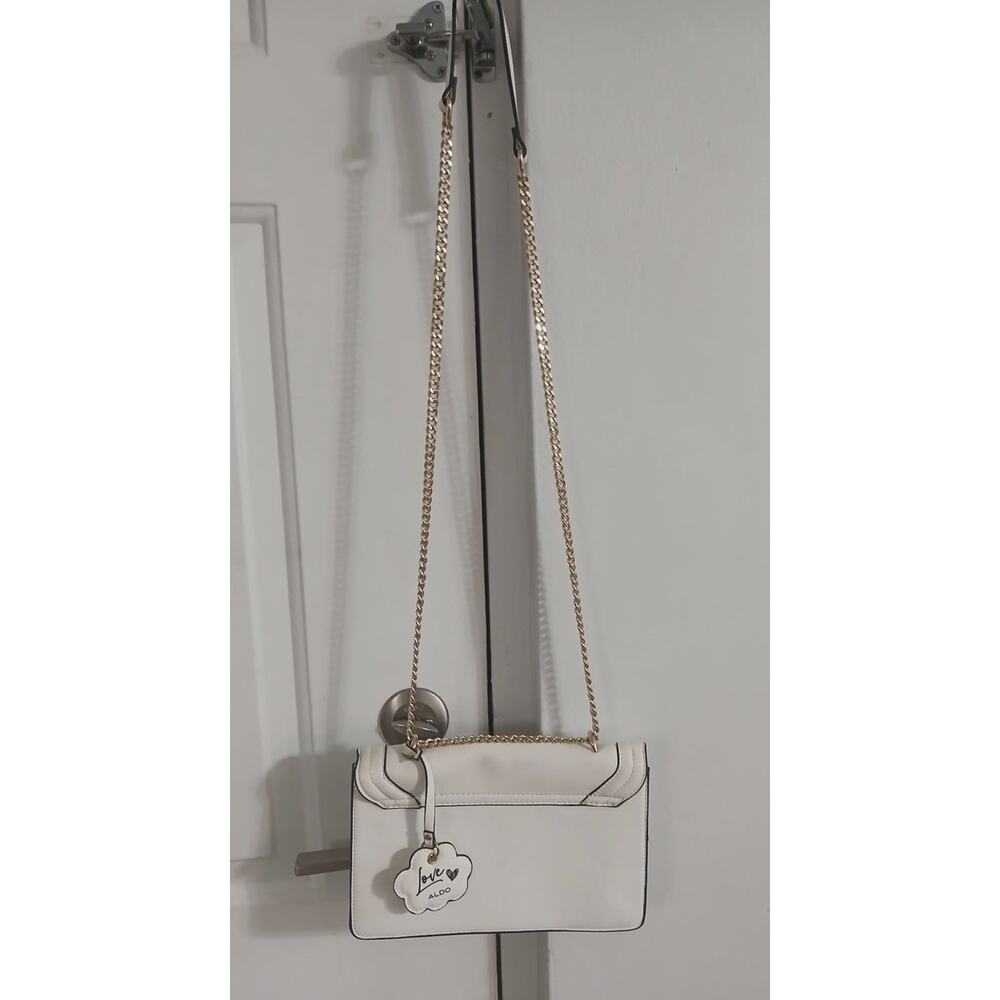 ALDO Rainbow Crossbody Bag White Gold Chain Shine Smile Love Purse - Picture 11 of 11